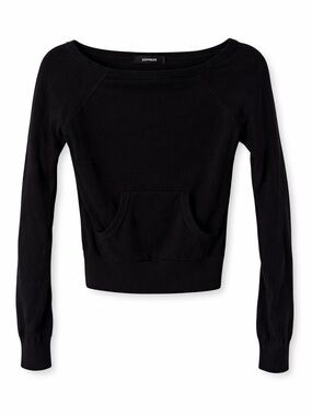 Express Black 100% Cashmere Sweater with Kangaroo Pocket- S